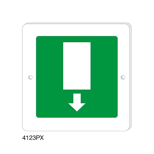 Uscita di emergenza basso - Plexiglass - B - 150x150 mm - Monofacciale - 2 Fori