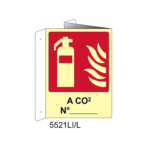 Estintore a CO2 n° - Alluminio - C - 230x310mm - Bifacciale a Libro - Luminescente - Conf.10 pz