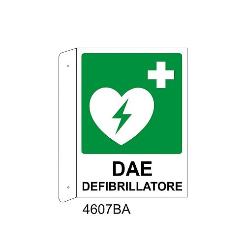 DAE defibrillatore - Alluminio - C - 230x310mm - Bifacciale a Bandiera - Non Luminescente - Conf.10 pz