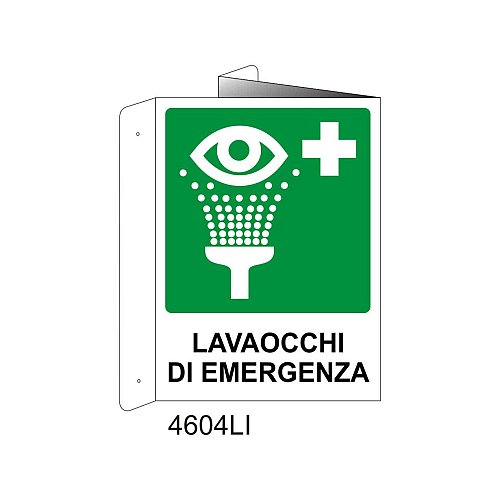 Lavaocchi di emergenza - Alluminio - D - 370x500mm - Bifacciale a Libro - Non Luminescente - Conf.1 pz