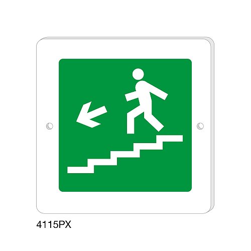 Scala di sicurezza basso sinistra - Plexiglass - C - 200x200 mm - Monofacciale - 2 Fori