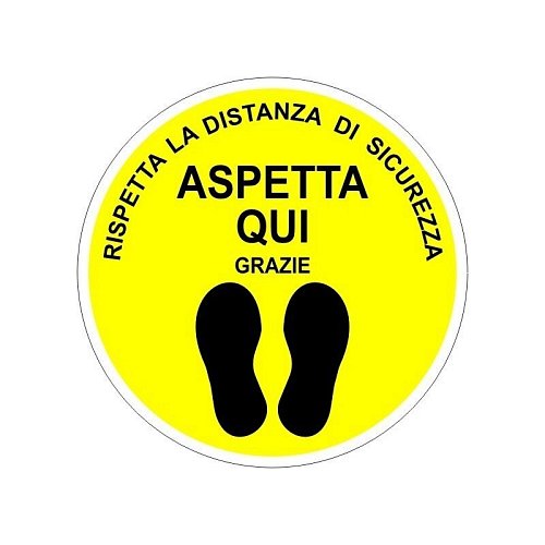 Rispetta la distanza di sicurezza Ø 500 mm - Giallo - Conf 10 pz
