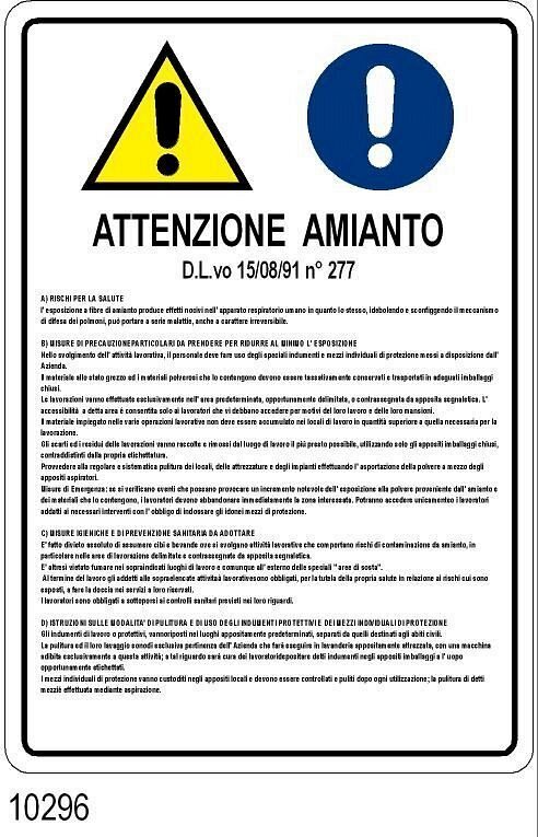 Attenzione Amianto -Alluminio - 700x500 mm.