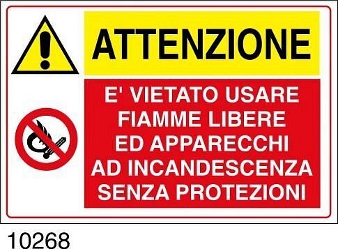 E' vietato usare fiamme libere ed apparecchi ad incandescenza senza protezioni