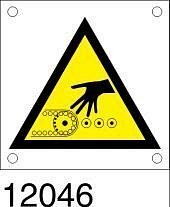 Targhetta bordo macchina "Pericolo giunzione nastro trasportatore" in all. 60x60 mm - conf. 10 pz