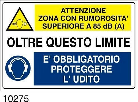 Attenzione zona con rumorosa superiore a 85 dB - A - Alluminio - 500x330 mm.