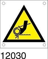 Targhetta bordo macchina "Pericolo trascinamento mani da nastro" in all. 60x60 mm - conf. 10 pz