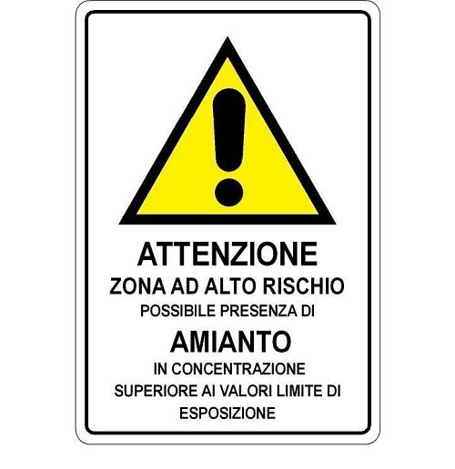 Possibile presenza di Amianto - A - Alluminio - 330x500 mm.