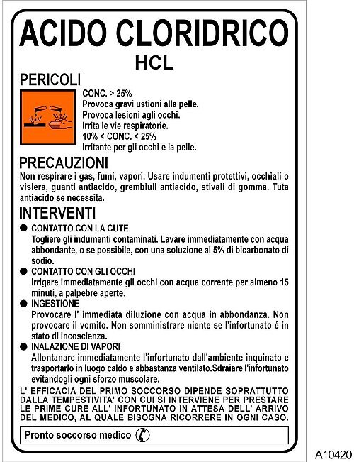 Acido Cloridrico - A - Alluminio - 250x350 mm