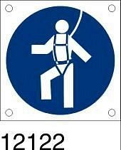 Targhetta bordo macchina "Obbligatorio usare imbracatura di sicurezza" in all. 60x60 mm - conf. 10 pz