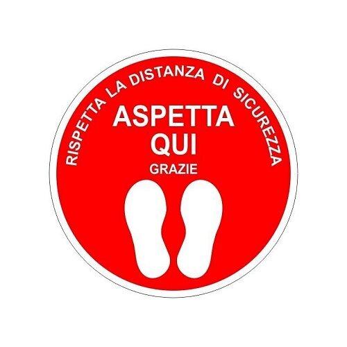 Rispetta la distanza di sicurezza Ø 500 mm - Rosso - Conf 10 pz