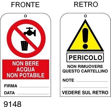 Non bere acqua non potabile - cartellini con foro conf. 20 pz