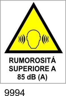 Pericolo rumorosità superiore a 85 db - etichette - 25pz