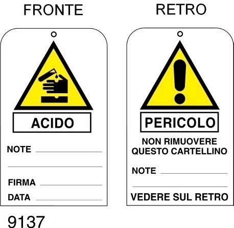 Acido - cartellini con foro conf. 20 pz