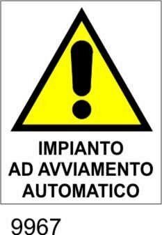 Pericolo impianto ad avviamento automatico etichetta - 25pz
