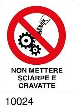 Divieto - non mettere sciarpe e cravatte - etichette - 25pz