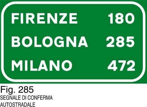 Segnale di conferma autostradale
