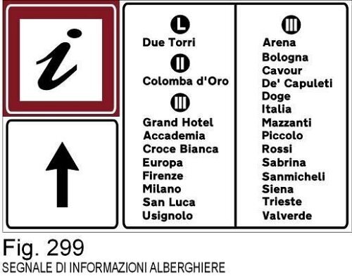 Segnale di informazioni alberghiere - A - Alluminio CL.1 180x120 cm