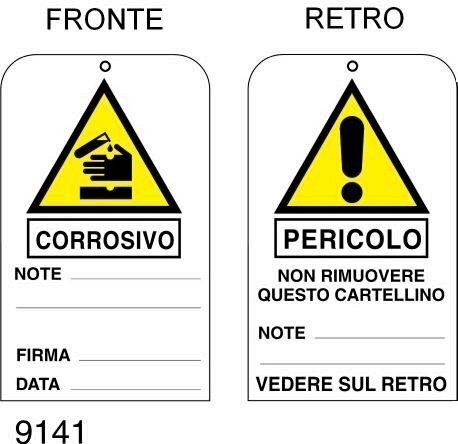 Corrosivo - cartellini con foro conf. 20 pz