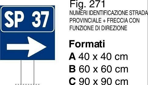 Numeri identificazione strada + freccia e strada provinciale