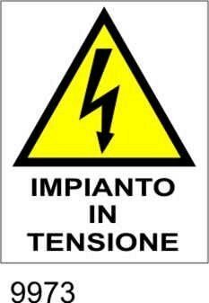 Pericolo impianto in tensione - etichette - 25pz