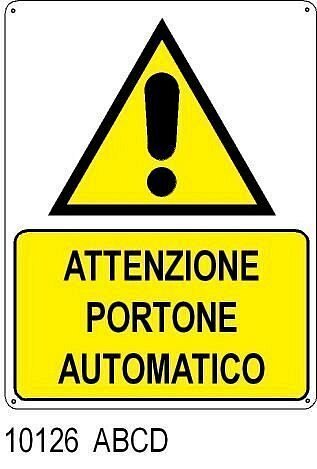 Attenzione portone automatico -Alluminio 165x250 mm