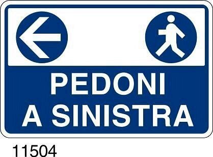 Pedoni a sinistra - A - Alluminio 500x330 mm