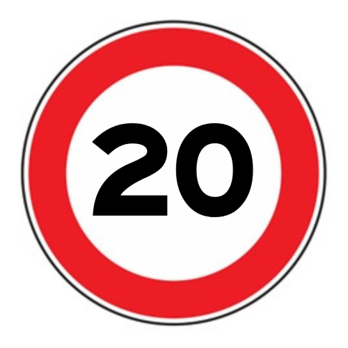 Limite massimo di velocità 20 km/h - A - Alluminio CL.2 40cm