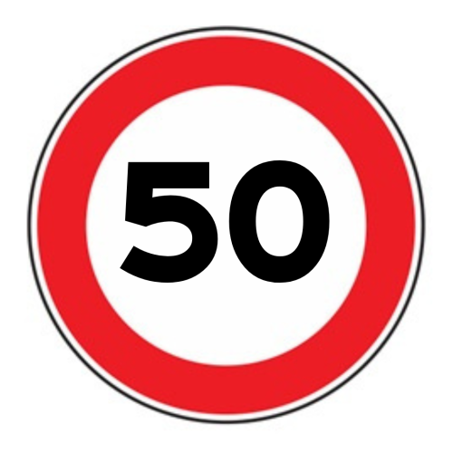 Limite massimo di velocità 50 km/h - A - Ferro - CL.1 40cm