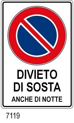 Divieto di sosta anche di notte - C - Alluminio - 600x900 mm - Conf 10 pz.