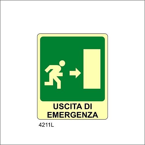 Uscita di emergenza destra Luminescente - A - Adesivo Luminescente - 120x145 mm