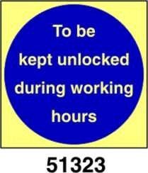 To be kept unlocked during working hours - A - ADL 100x100 mm