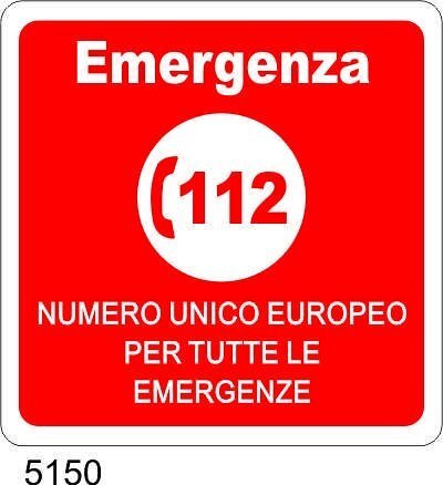 Numero unico europeo per tutte le emergenze - B - Alluminio 160x160 mm