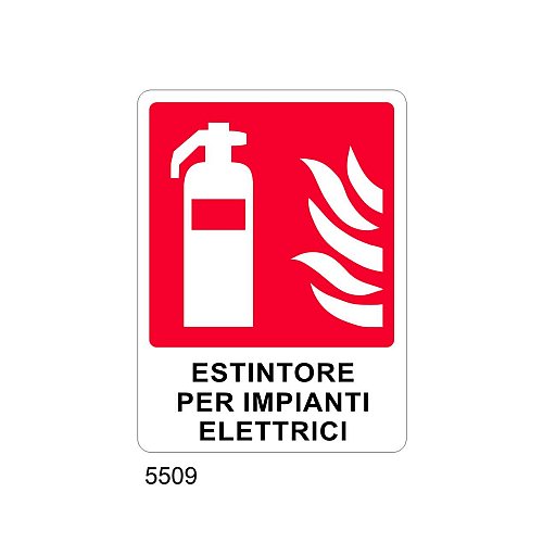 Estintore per impianti elettrici - A - PVC adesivo 120x145 mm