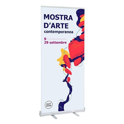 Porta Banner roll up riavvolgibile con borsa per il trasporto - Dimensioni: 100 x 210 cm – Grafica visibile: 100 x 200 cm