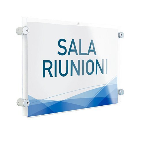 Targhe a parete linea Plexi - Tasca in plexi a parete formato A4 orizz. mm.300x210 h.