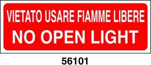 No open light - vietato usare fiamme libere - A - AD 350x125 mm