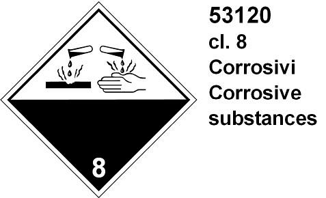 Corrosivi cl. 8 - A - PVC adesivo - 100x100 mm