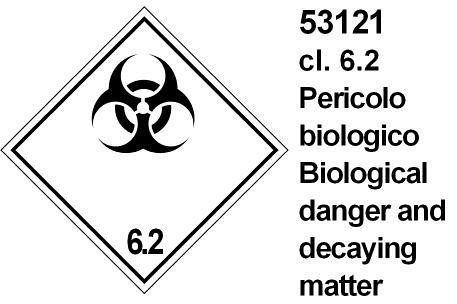 Pericolo Biologico cl 6.2 - A - PVC adesivo - 100x100 mm
