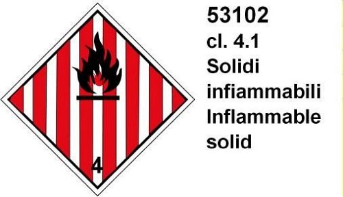 Solidi Infiammabili cl 4.1 - A - PVC adesivo - 100x100 mm