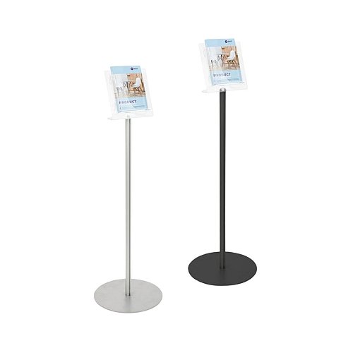 Porta depliant autoportante verniciato nero 1 tasca  A5 verticale inclinato