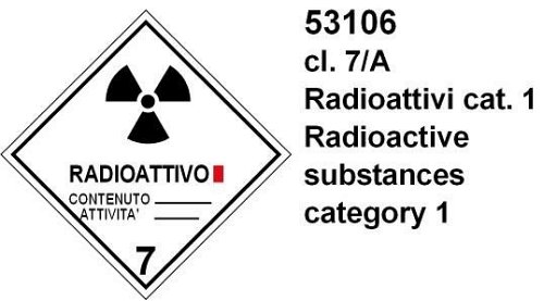Radioattivi cat.1 cl 7/4 - A - PVC adesivo - 100x100 mm