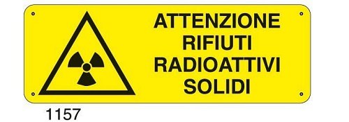 Attenzione rifiuti radioattivi solidi - C - Alluminio 330x500 mm - Conf 10 pz.