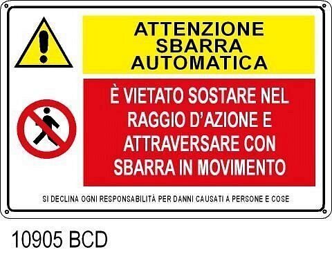 Attenzione sbarra automatica - C - Alluminio 200x300 mm