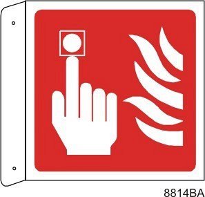 Allarme Antincendio Bifacciale - A bandiera in Alluminio 160x160 mm