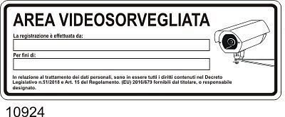 Area Videosorvegliata  PVC Adesivo A - 350x125 mm