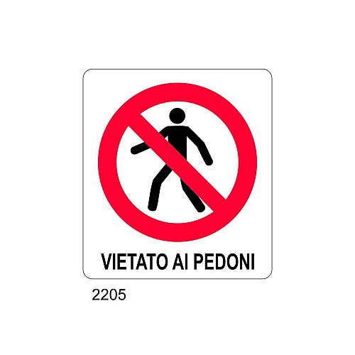 Vietato ai pedoni - C - PVC adesivo 270x 330 mm