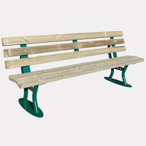 Panchina con schienale in legno di pino.