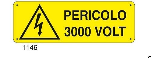 Pericolo 3000 volt - C - Alluminio 330x500 mm - Conf 10 pz.