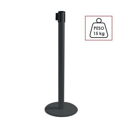 Colonnina Tendilinea con Nastro e Base da 15 kg in Acciaio Spazzolato